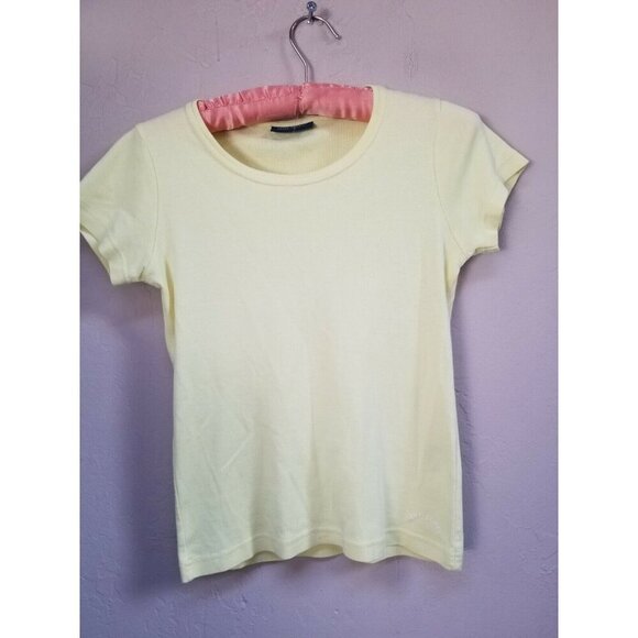 Saint-James Tops - Saint James Womens Ajaccio II T-Shirt Size 4 Yellow Round Neck Short Sleeve